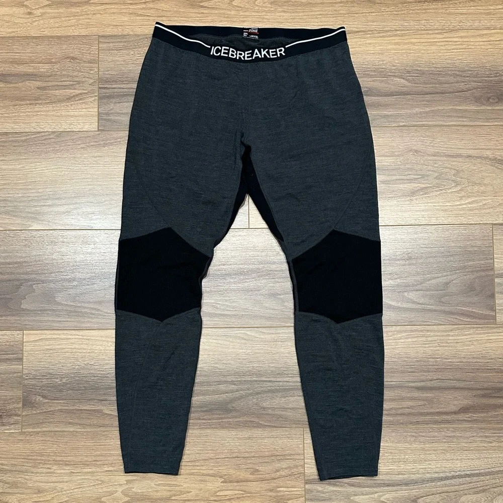 Icebreaker Merino Bodyfit Zone Legging in Gray/Black Size XXL